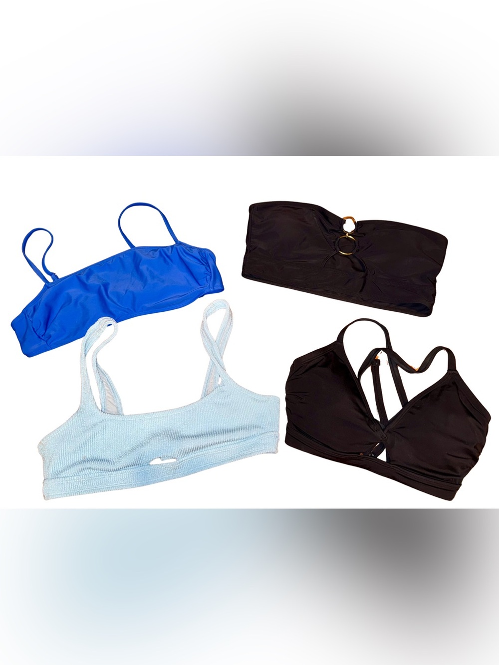Bundle XL Bikini Tops in Black, Royal Blue, Light Blue